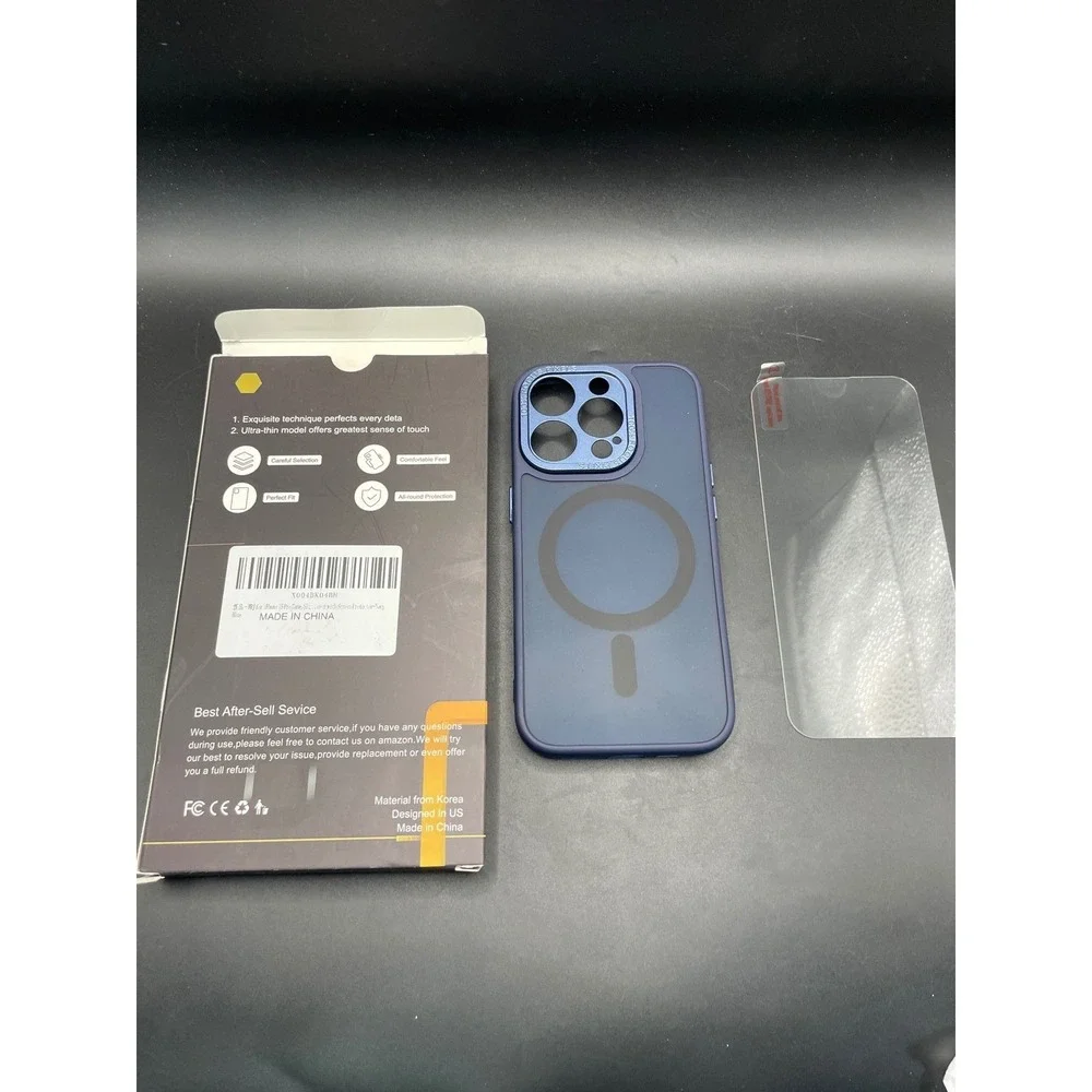WRJ iPhone 15 Pro Case Magnetic MagSafe Compatible Blue with Screen Protector